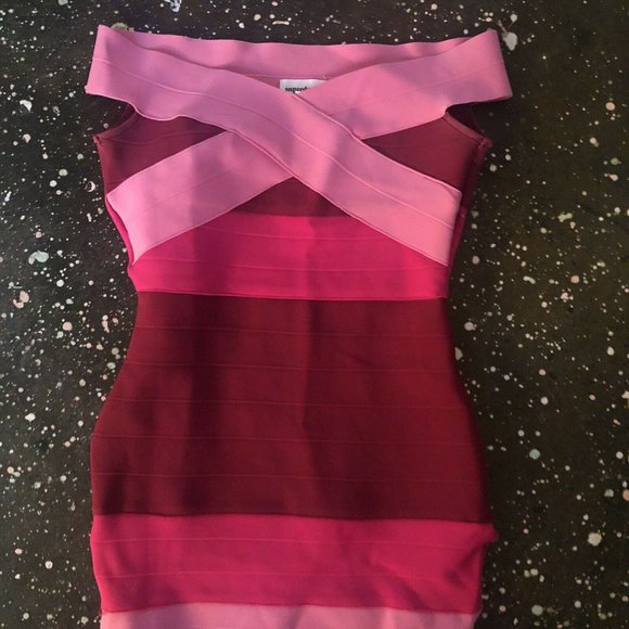 Superdown Pinky Mini Dress Pink Multi Bandage Off Shoulder - Picture 6 of 7